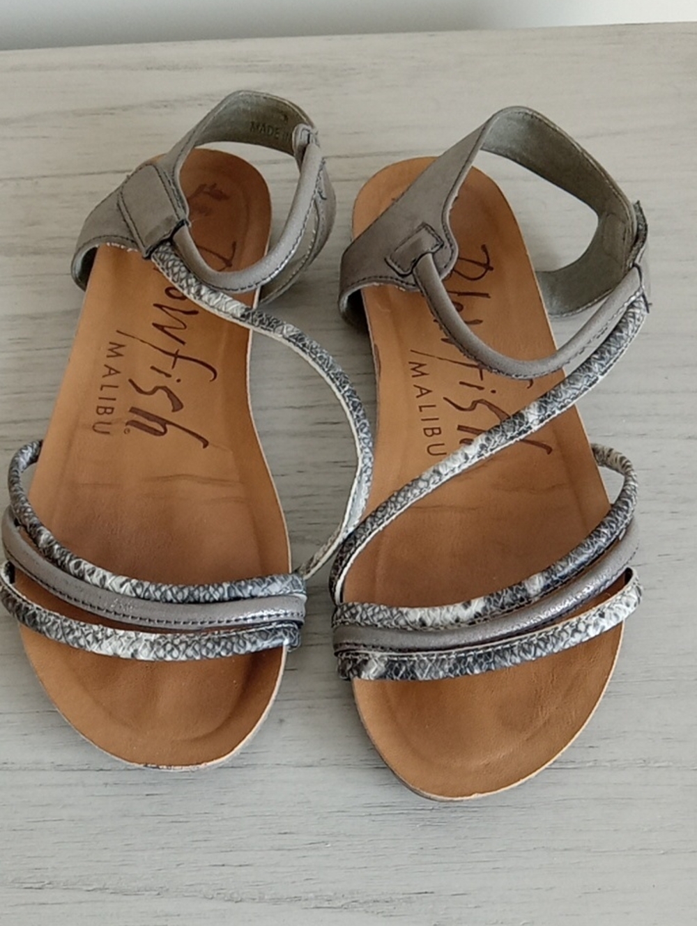 Blowfish, grey snakeskin print sandal